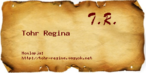 Tohr Regina névjegykártya